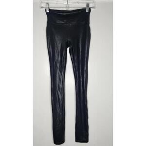 Spanx Leggings Womens XS Black Faux Leather High Rise Shaping Sculpting Control